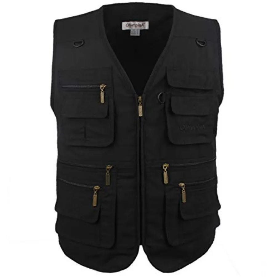 Men's Poplin Outdoors Travel Sports Multi-Pockets Work Fishing Vest