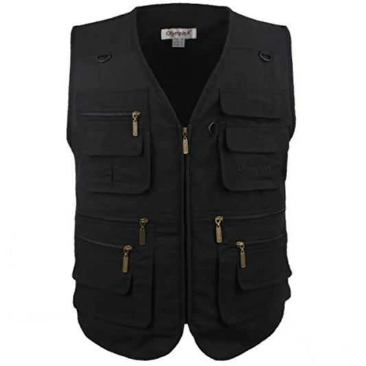 Men's Poplin Outdoors Travel Sports Multi-Pockets Work Fishing Vest