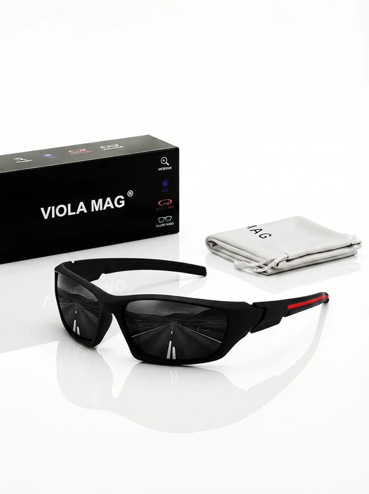 VIOLA MAG Premium  Sports Sunglasses, Ultra-Light TR90 Frame  Wrap Around Eyewear, Fashion Driving Fishing Shades with Luxury Ve