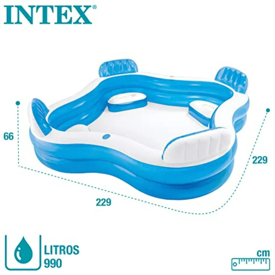 Inflatable Pool 90 X 90 X 26 for Ages 3+ Swim Center Family Lounge Durable PVC Material Blue Color Easy Setup and Storage