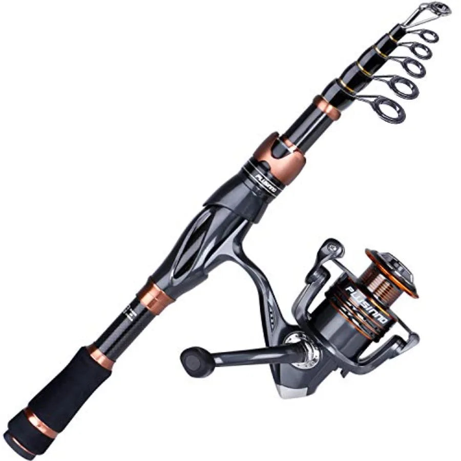 Fishing Rod and Reel Combos, Bronze Warrior Toray IM6 Carbon Matrix Telescopic Fishing Rod Pole, 12 +1 Shielded Bearings Stainl