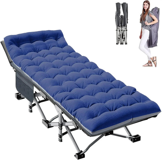 Extra Wide 28" Camping Cot for Adults, Heavy-Duty 1200D Oxford Fabric, Portable Folding Bed with Mat & Carry Bag
