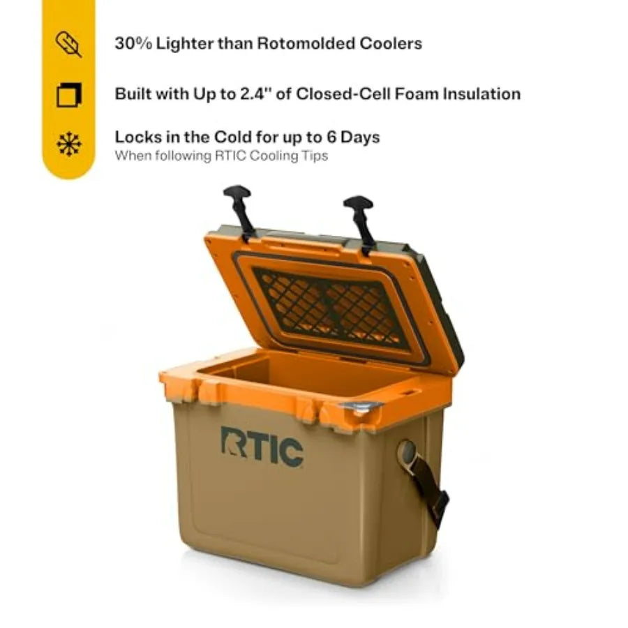 Ultra-Light Hard Cooler Insulated Portable Ice Chest Box for Beach, Camping, Picnic, Fishing, Boat, Barbecue Rotomolded Polyeth