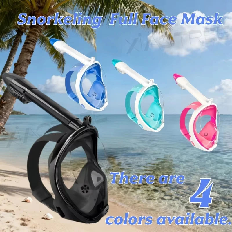 Underwater Snorkeling Full Face Children Swimming Mask Set Scuba Diving Respirator Masks Anti Fog Safe Breathing for Kids Adult