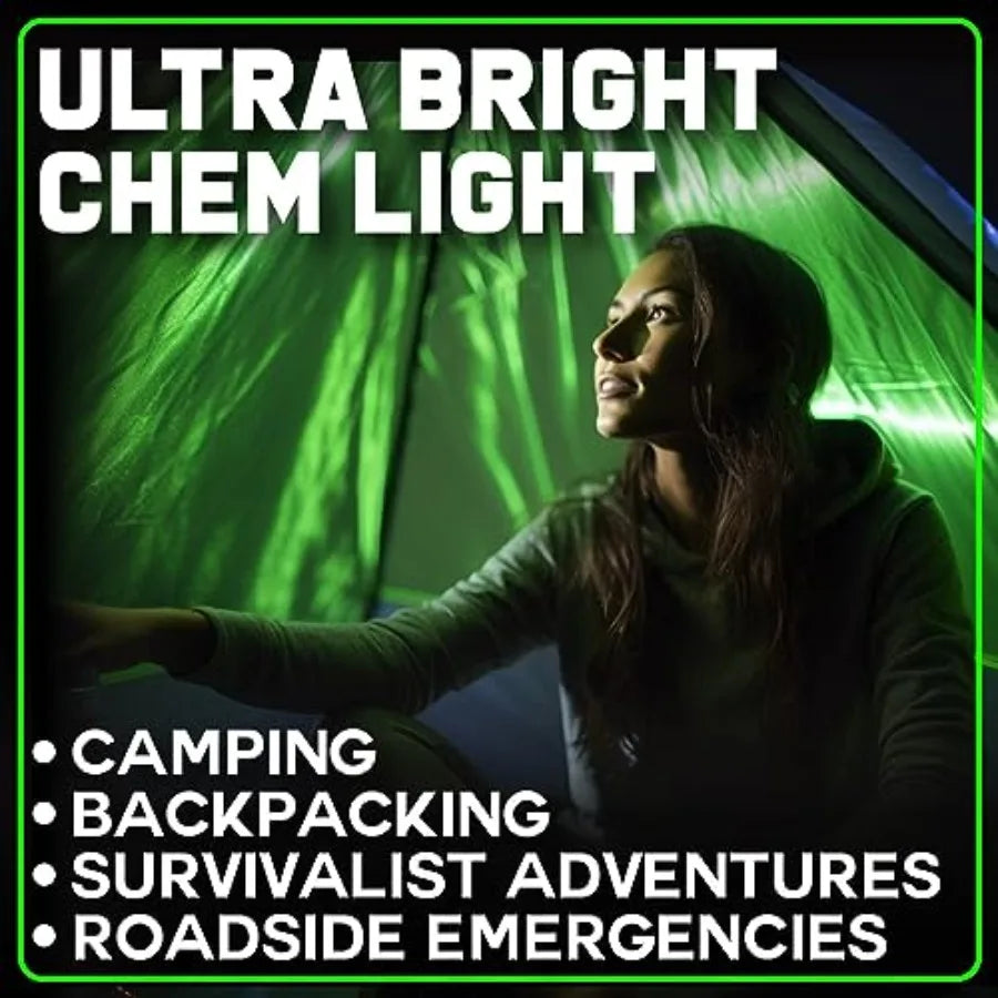 Emergency Glow Sticks - 12 Ultra Bright Individually Wrapped Military Grade Chem Lights - 12 Hour Bulk Tactical Light Sticks fo