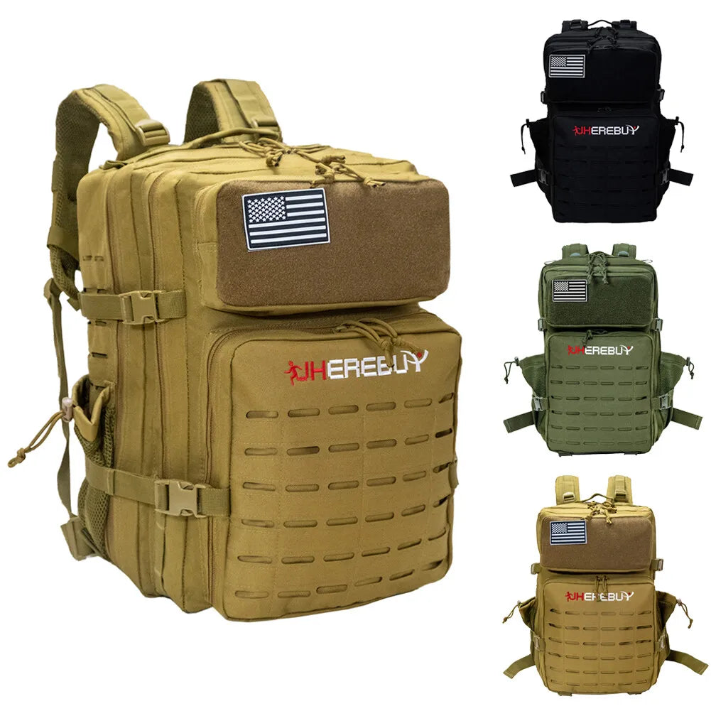 45L Military Tactical Backpack for Men Molle Rucksack Large Survival Hiking Bag 3 Day Assault Rucksack Pack With Bottle Holder