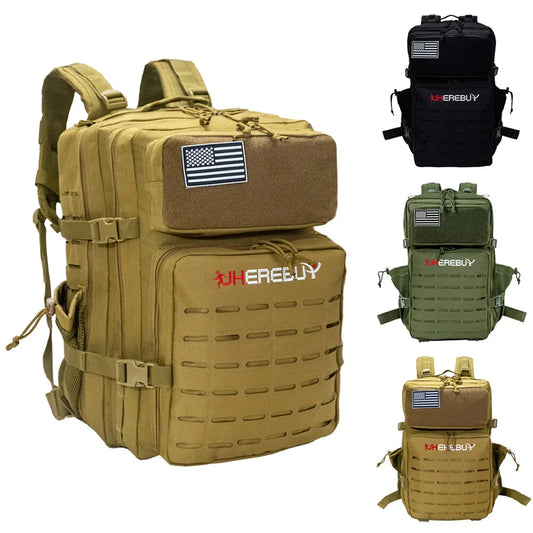 45L Military Tactical Backpack for Men Molle Rucksack Large Survival Hiking Bag 3 Day Assault Rucksack Pack With Bottle Holder