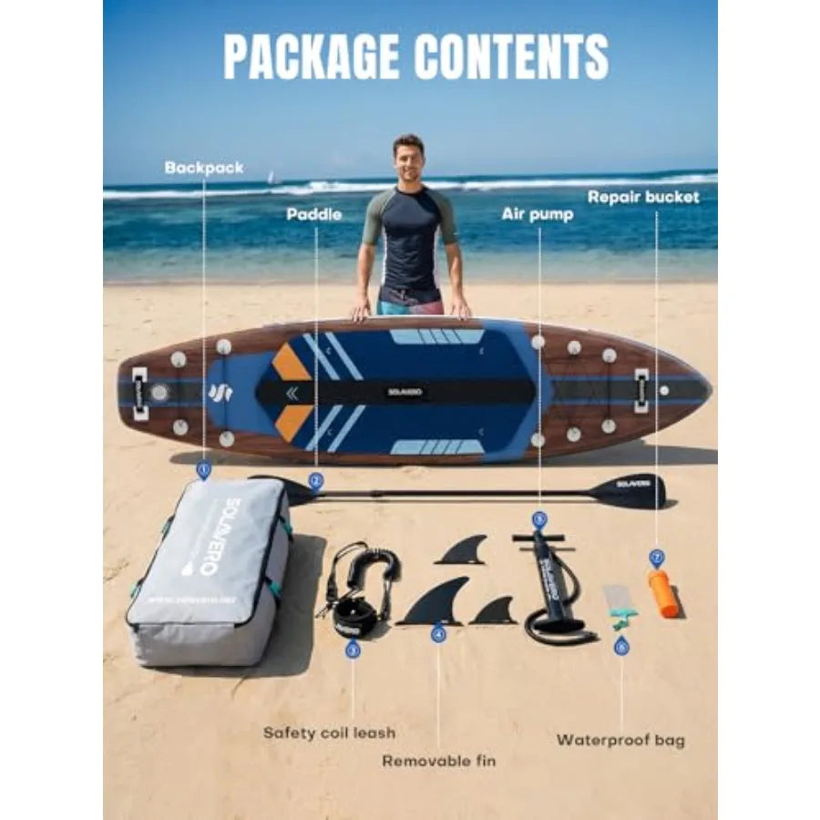 Inflatable Stand Up Paddle Board for adults and youth PVC material blue wide stable anti-slip EVA deck with premium SUP accesso