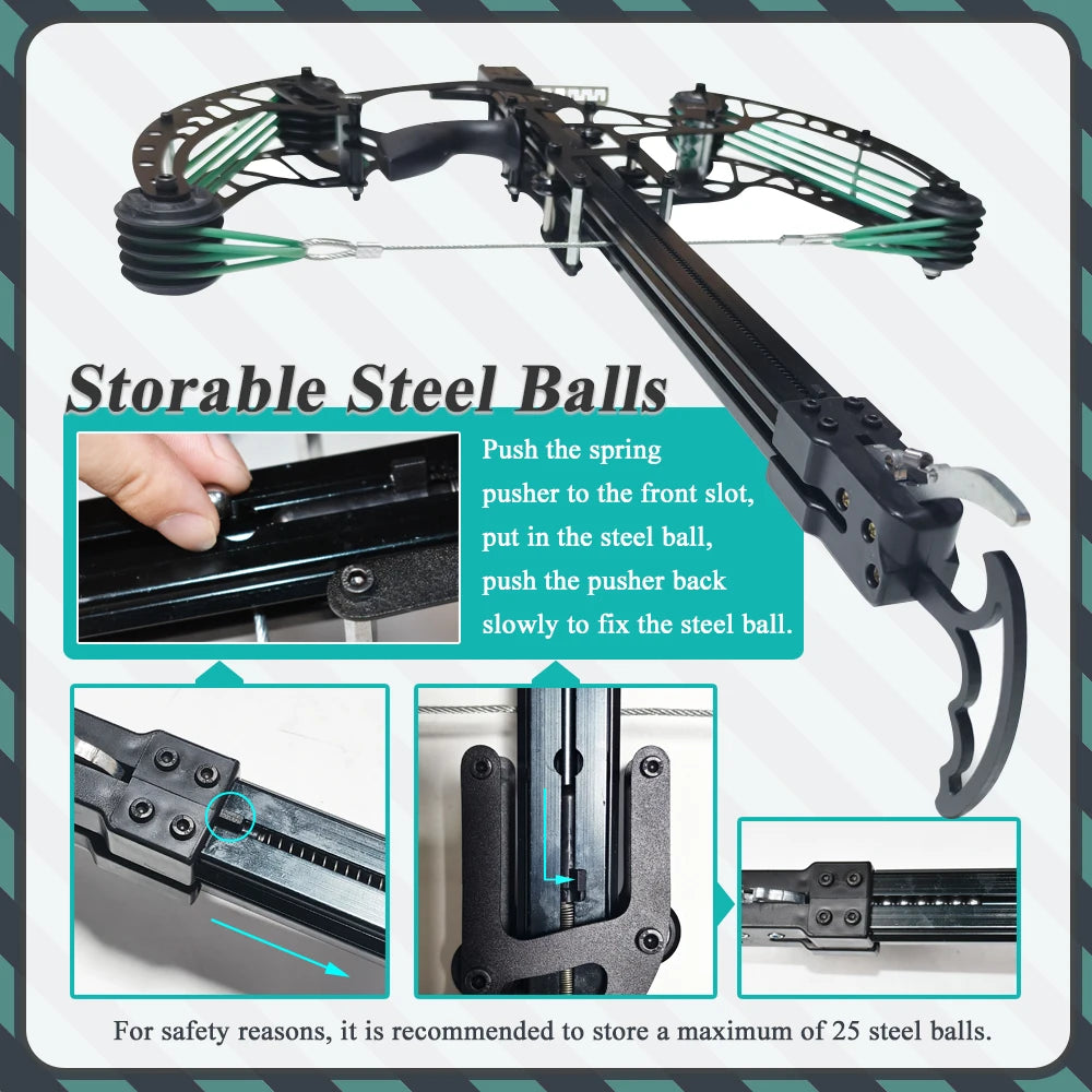 Outdoor Hunting Steel Ball Bow, High-Power Shooting Slingshot Package, All-Metal Bow Body, Shooting Entertainment Equipment