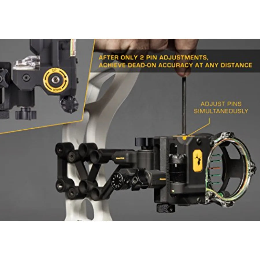 React H5 Bow Sight for Hunting and Target Shooting Black Aluminum with 5 Pin Precision Toolless Windage and Elevation Adjustabi