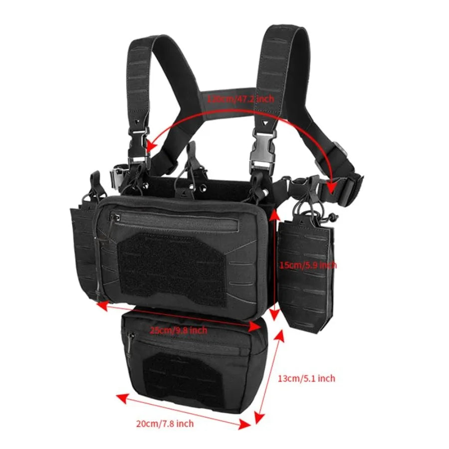 Tactical Chest Mini Rig 1000D Quick Release Multifunctional Tactical Vest Outdoor with Multi-Pockets