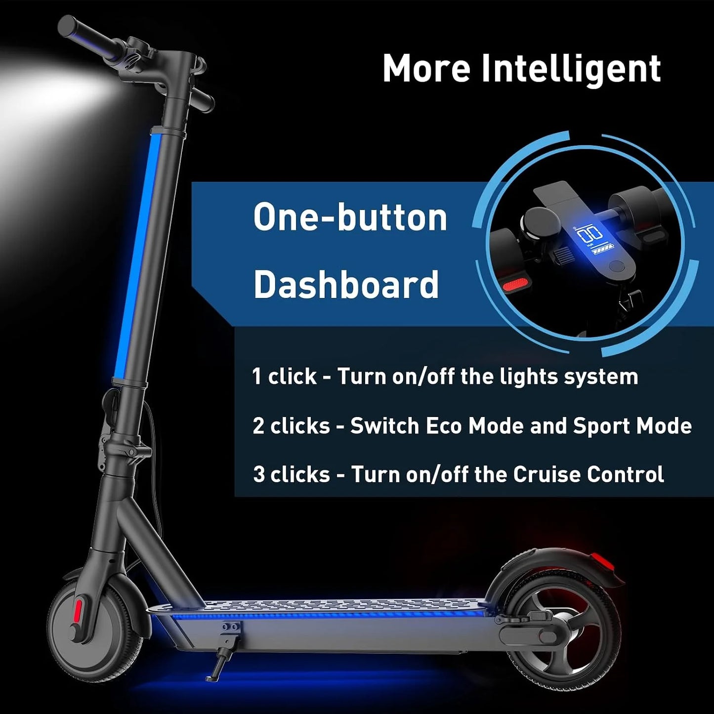 Hiboy S2 Lite Electric Scooter for Teens, 250W Rated 350W Peak Motor, 13 MPH Speed, 10.6 Miles Range, 23.2 lb Lightweight Foldable Design, Dual Brakes, 6.5" Solid Tires, 4-Light Safety System