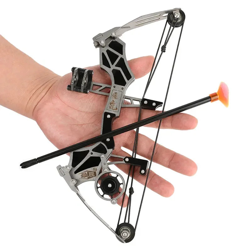 Compound Mini Bow 12lbs 12pcs Arrows Stainless Steel 20-30m Range Small Pulley Bow for Indoor Outdoor Entertainment Gift