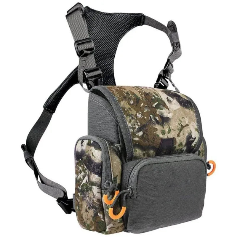 Bino Harness with Rain Cover with Rangefinder Pocket Adjustable Large Capacity Bino Case for Hunting Hiking