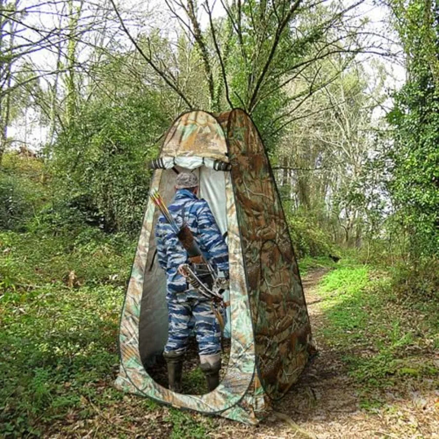 Hunting Blind - 75''x47''x47'' 1-Person Ground Blind with Zipper Windows, Portable Camouflage Tent for Outdoor Deer Hunting