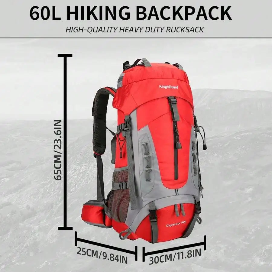 60L Lightweight Waterproof Hiking Backpack With Rain Cover Large Travel Camping Backpack For Adults