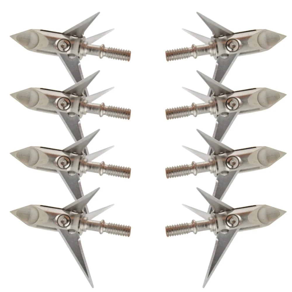 Hunting Broadheads 12pcs 3 Blade Stainless Steel 100 Grain Screw-in Points for Compound Recurve Bow Target Practice