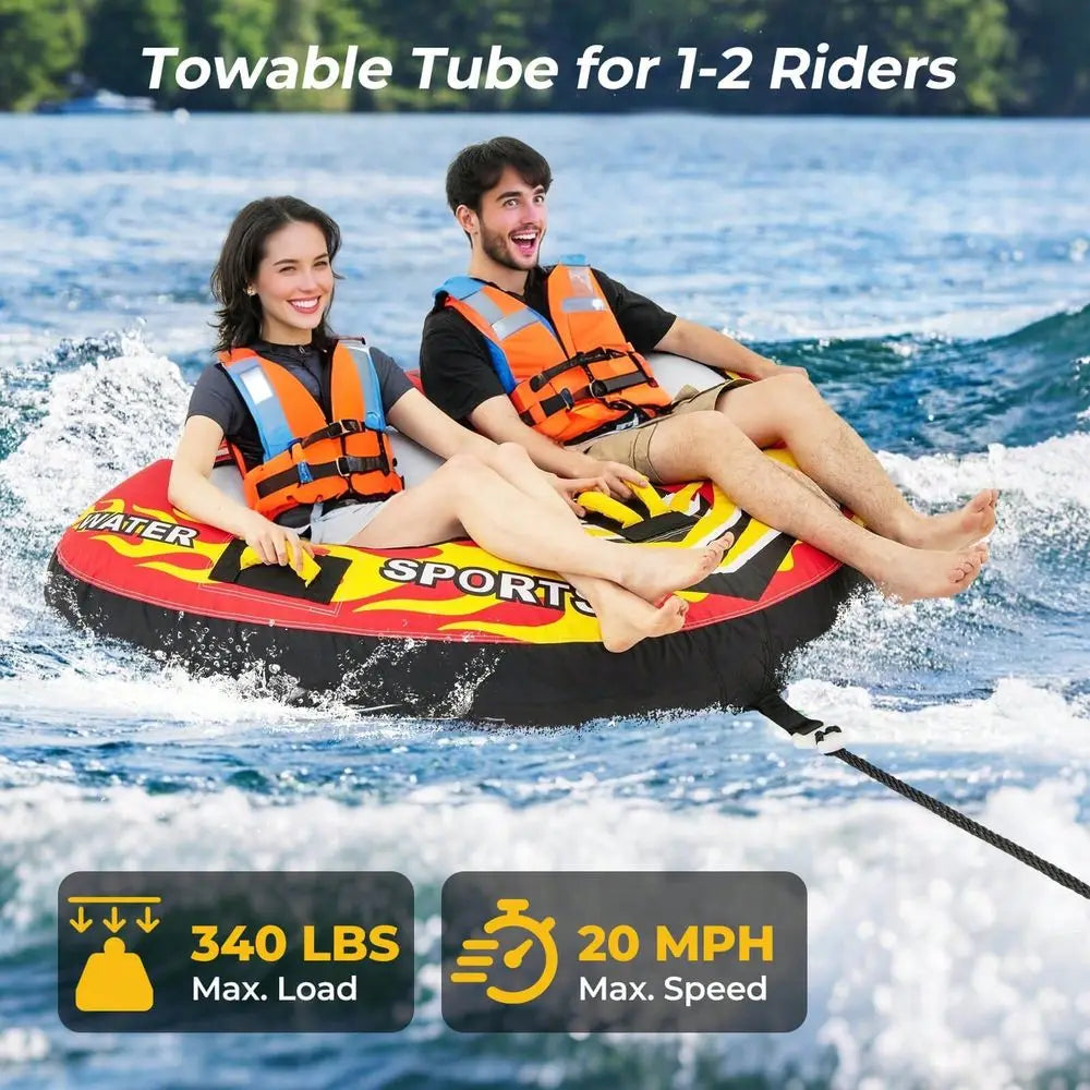 Towable Tube For Boating 1 Or 2 Person Inflatable Boat Tube For Youth Adult Red
