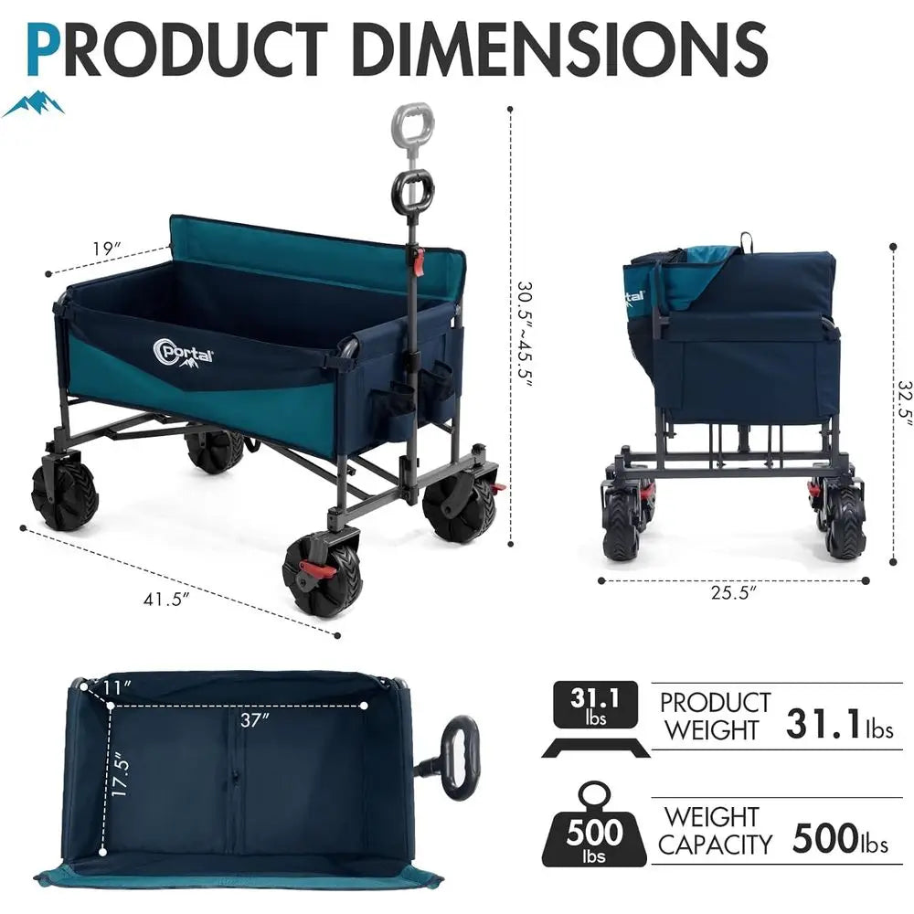 3-in-1 500lbs Utility Wagon Turn to Bench Seat,Wagon with Love-Seat or 2 Adults,oldable Beach Wagon Chair with Adjustable Handle