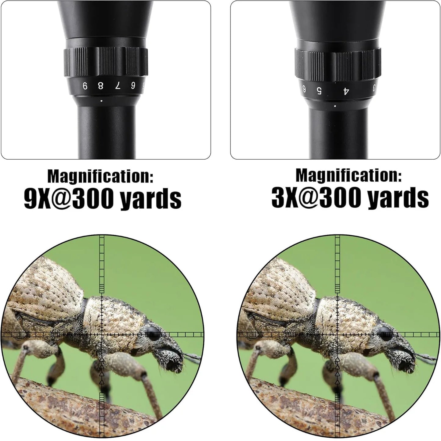 3-9x40 High-Precision Rifle Scope - Red/Green Reticle, 5-Level Illumination, 20mm Rail Fit, Durable Construction, Water-Resistan
