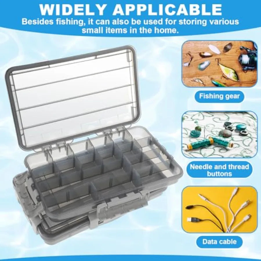 6 Pack Waterproof Fishing Tackle Box 3700 Tackle Trays with Removable Dividers Plastic Lures Terminal Storage Organizer Box Fis