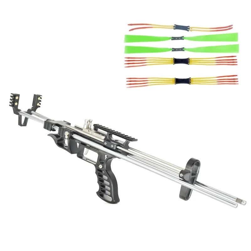 Powerful Slingshot Rifle For Adult  Hunting Catapult Mechanical Slingshot Portable Stretch Outdoor Long-Range Shooting With 5 Rubber Bands