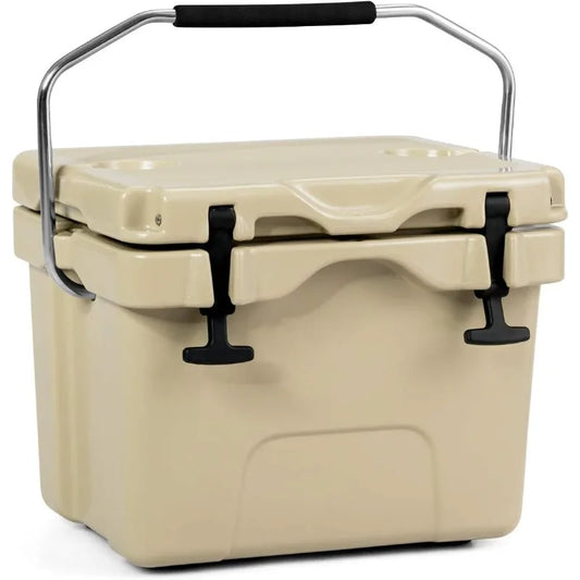 16 Quart Cooler, 24-Can Capacity Ice Chest with 2 Cup Holders, 3-5 Days Ice Retention, Portable Insulated Ice Box
