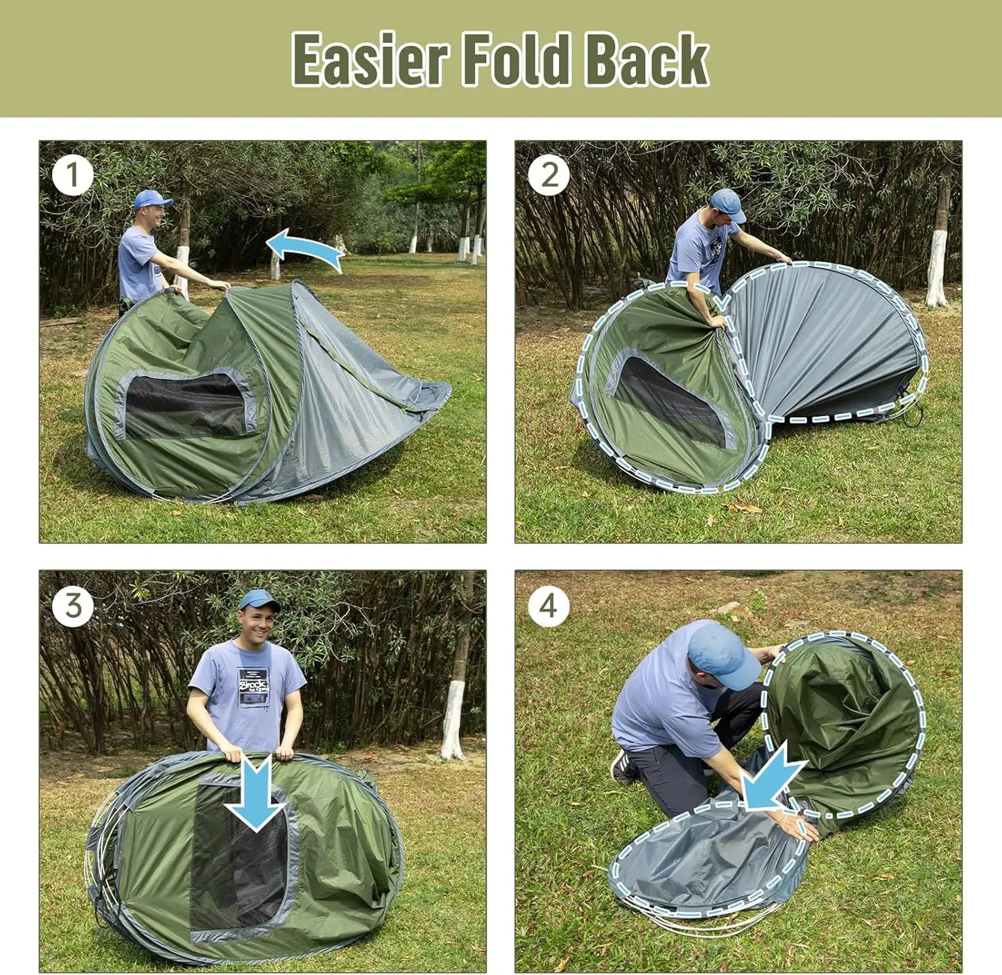 Pop up Camping Tent for 2 Person, Instant Easy Setup with Waterproof Fabric and Cool Ventilation for Family Outdoor