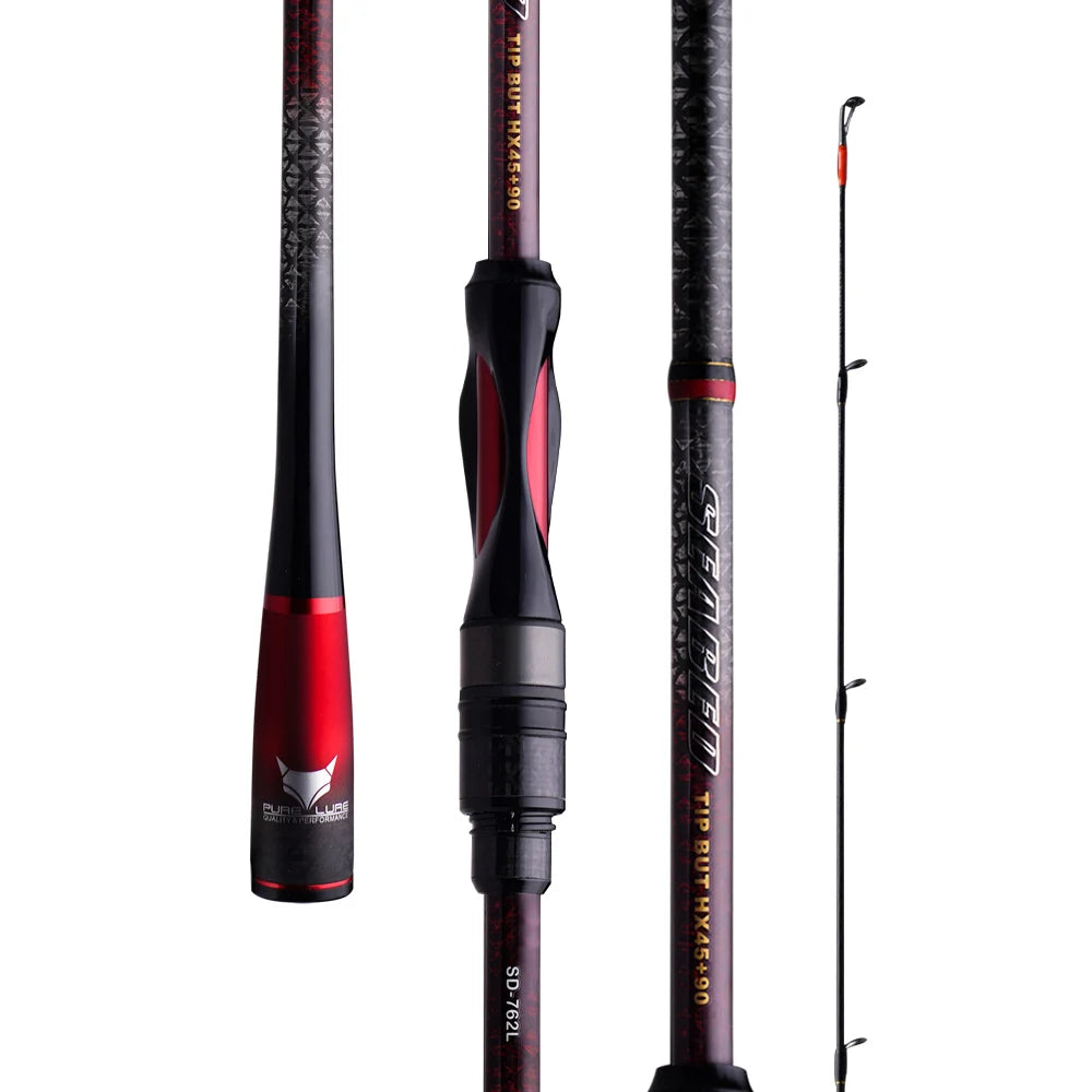 PURELURE Seabed Light Fishing Rod 40T + Small 4-Axis Caron Fiber Spinning Rod 2 Piece One-Piece Carbon Handle Fuji Alconite Guide Fuji Reel Seat Small Bait Shore Casting Rod