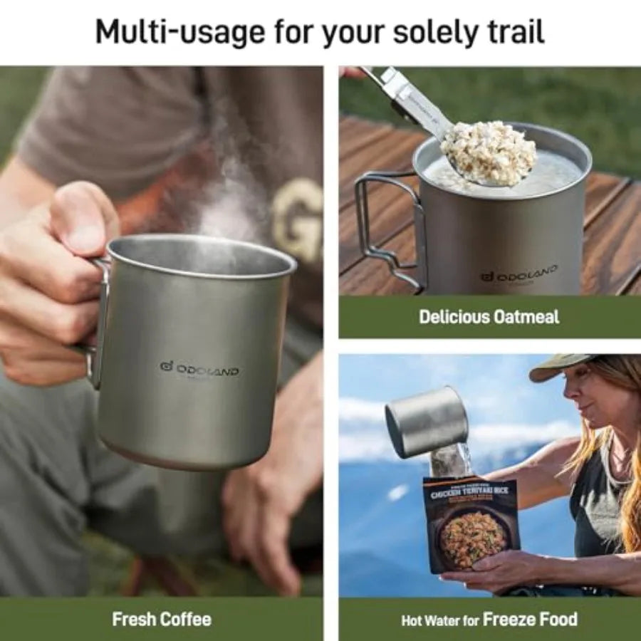 Titanium Camping Cookware 420ML and 750ML Titanium Pot with Lid and Spork Lightweight Camping Pot for Backpacking Hiking Travel
