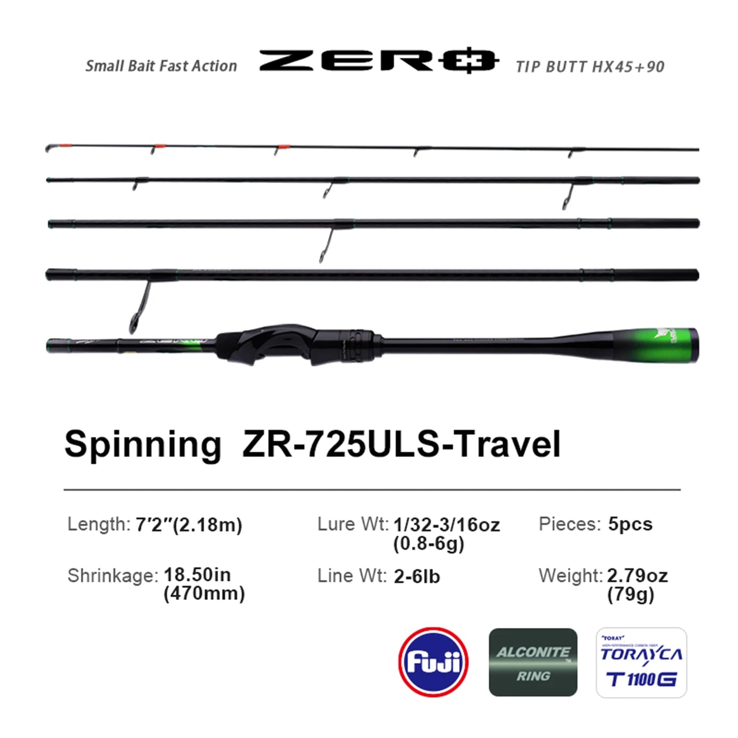 PURELURE Zero Small Bait Light High Carbon Long Casting Rod for Rock Fishing Spinning Trout BFS Casting UL Stream Bass