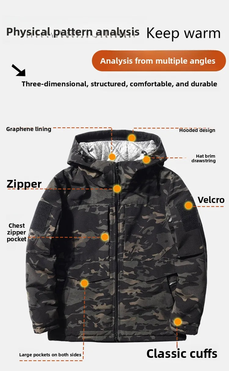 Men's Tactical Camouflage Softshell Hoody Jacket Waterproof Outdoor Hiking Camping Bomber Style for Active Wear