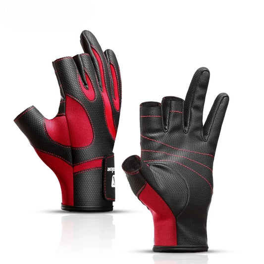 Fishing Fingerless 3 Fingers Cut Glove Leather Resistance Guantes De Pesca Fishing Gloves Survival Camping Hiking Rescue Tool