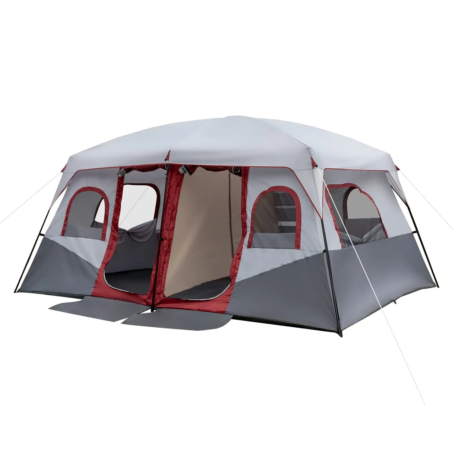 10-Person Waterproof Windproof Camping Tent With Two Doors And Separate Rooms