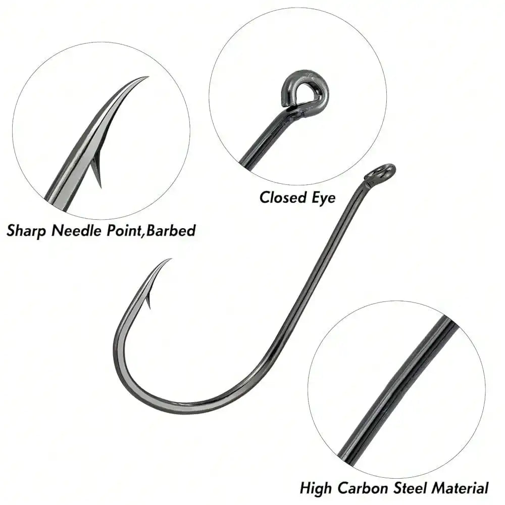 100 Pack Octopus Fishing Hook Saltwater & Freshwater Live Bait Offset Catfish Bass Surf Fishing Hooks Texas Drop Shot Rig Carp Bluegill Tuna