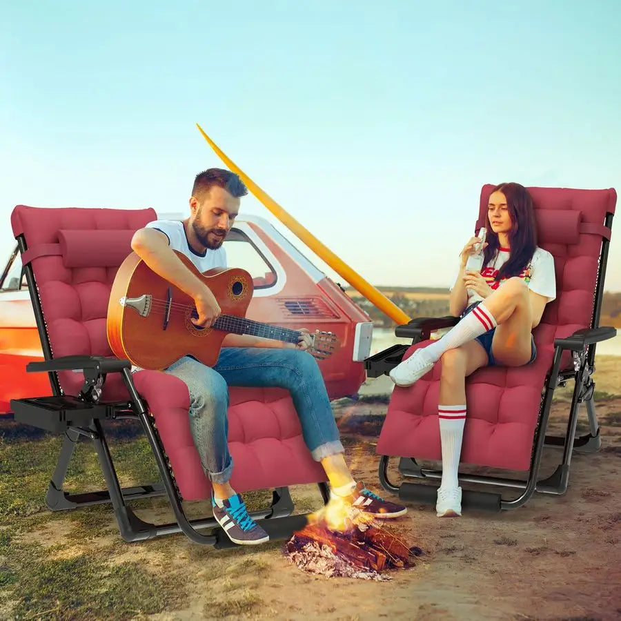 29In XL Zero Gravity Chair w Cushion, Zero Gravity Recliner Lounge Chair for Indoor and Outdoor, Reclining Camping Chair for Law