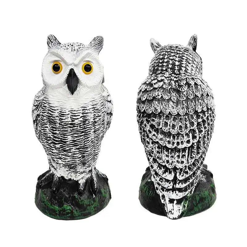 15.7" Garden Owl Statue Owl Decoys for Outdoor Garden Yard Plastic Owl Figurine Eyes to Scare Birds Away for Patio Lawn Ornament