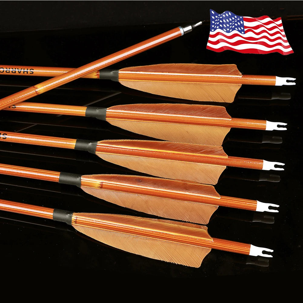 12pcs SP500 Mixed Carbon Arrows Turkey Feather 100Grain Arrowhead Hunting Arrows ID6.2mm Recurve Compound Bow Shooting
