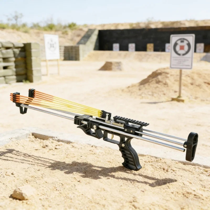 Powerful Slingshot Rifle For Adult  Hunting Catapult Mechanical Slingshot Portable Stretch Outdoor Long-Range Shooting With 5 Rubber Bands