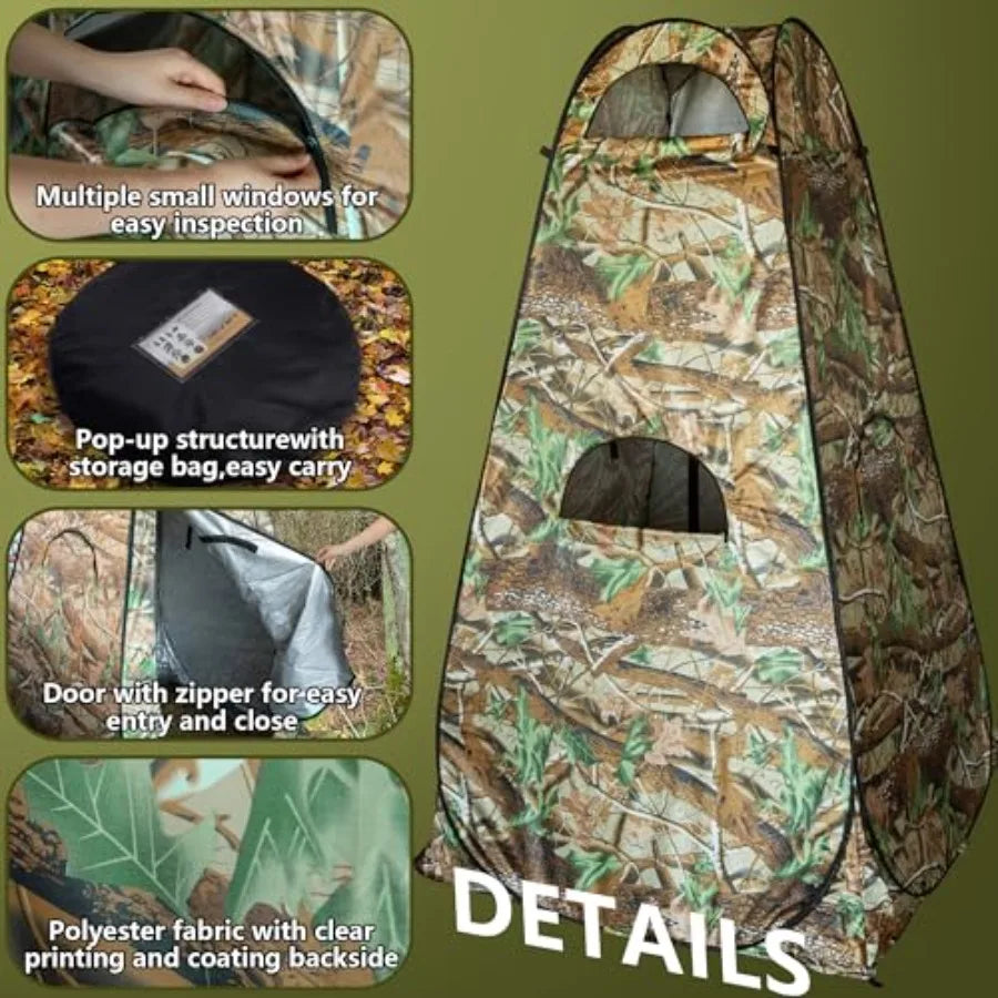 Hunting Blind - 75''x47''x47'' 1-Person Ground Blind with Zipper Windows, Portable Camouflage Tent for Outdoor Deer Hunting