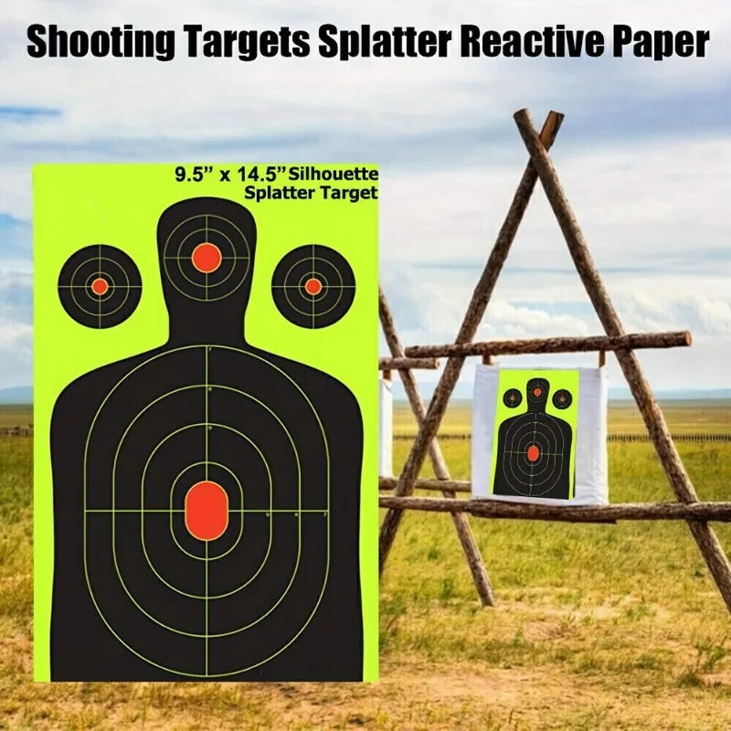 10pcs 9.5"x14.5" Shooting Range Paper Silhouette Splatter Targets For Military Training
