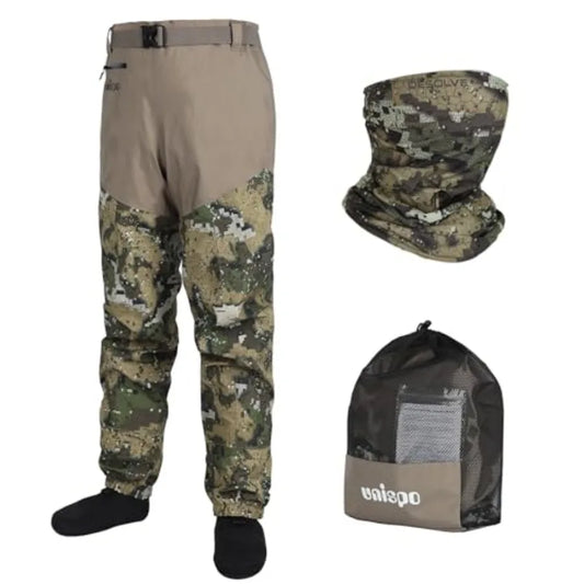 Camo Outdoors Breathable Stockingfoot Waist High Fishing Waders in Olive Green with Quick-Dry Fabric and Reinforced Sole for En