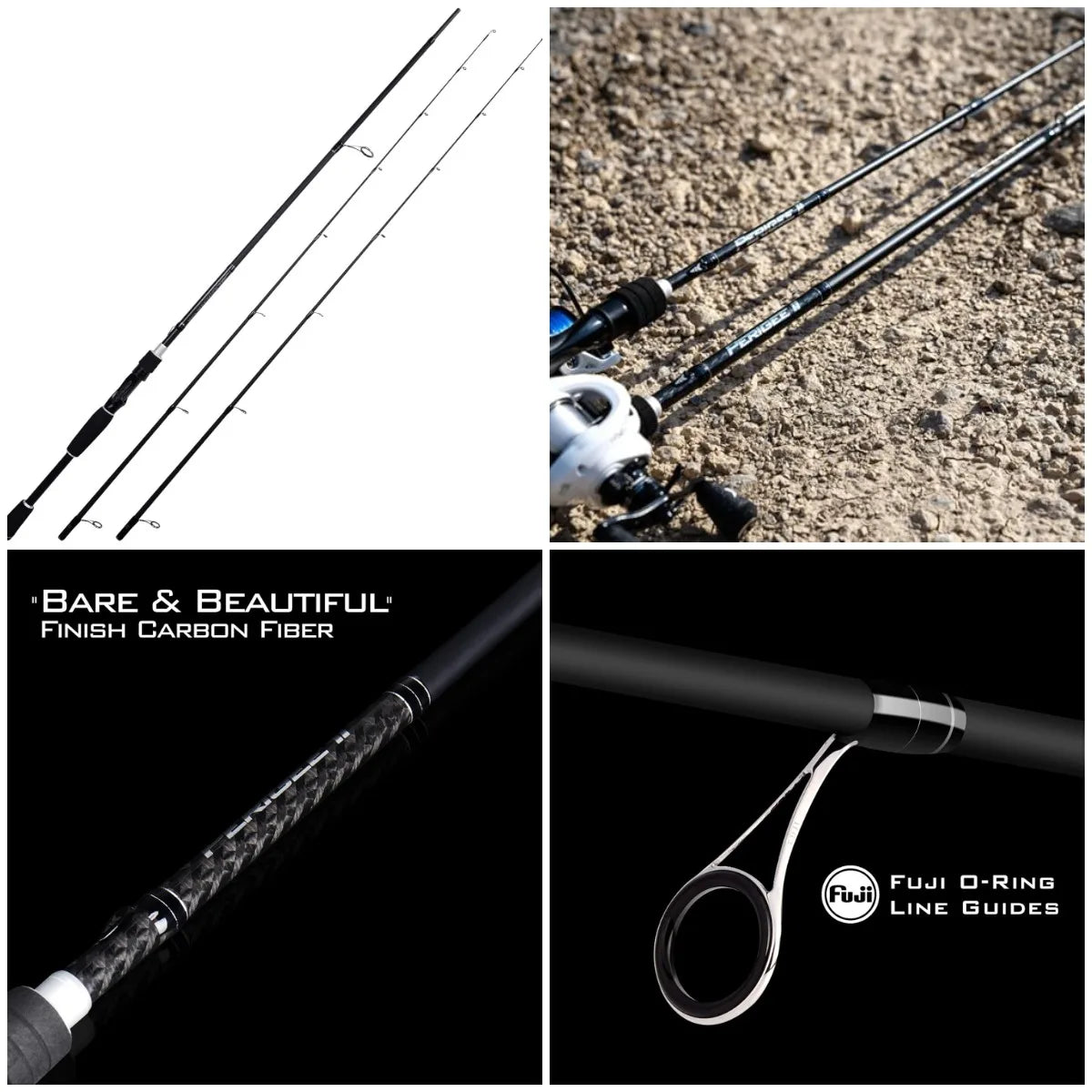 Perigee II Spinning & Casting Fishing Rods, Fuji O-Ring Line Guides, 24 Ton Carbon Fiber Casting and