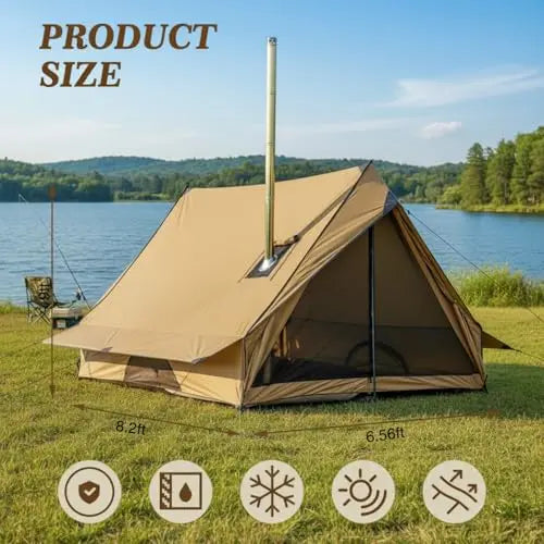 Hot Tent With Stove Jack For 2-3 Person Camping Waterproof Lightweight Bushcraft Tent For Hiking Backpacking Outdoor Fishing