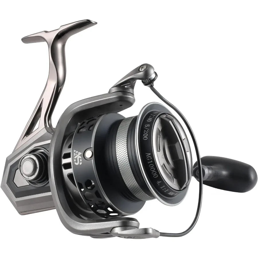 Spinning Reel 8000 10000 12000 Aluminum Frame Surf Fishing Reels with Carbon Fiber 55LB Power Drag for Heavy Long Casting Insho