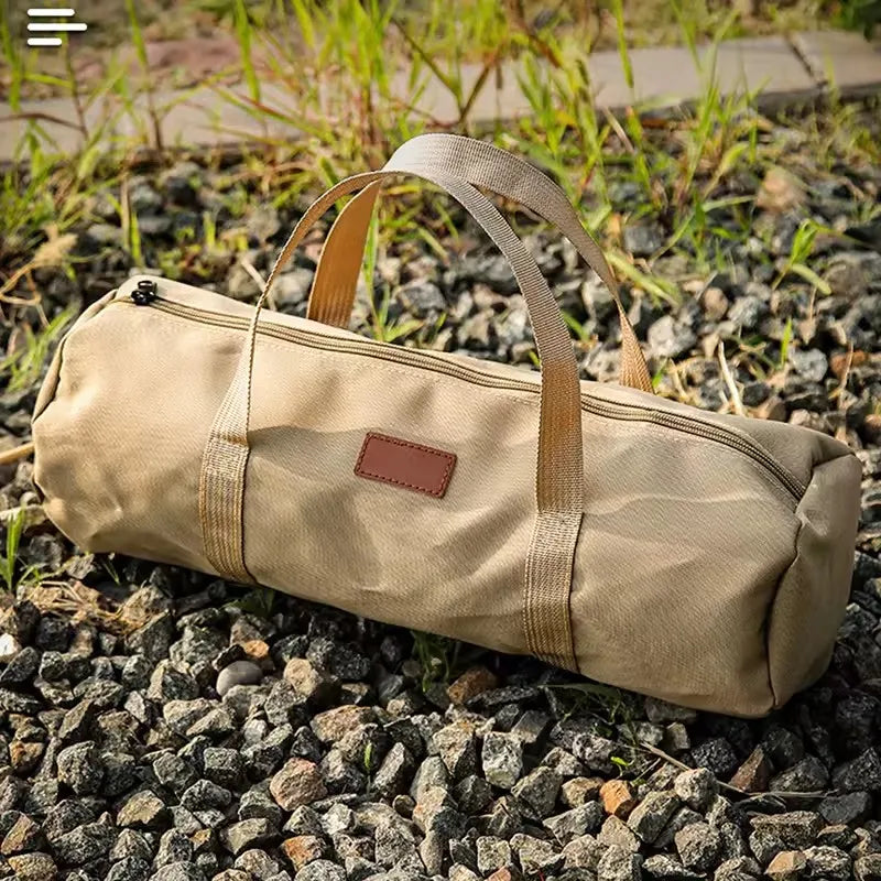 Outdoor Ground Nail Bag Camping Tent Pegs Bag Cylindrical Stake Storage Backpack Portable Miscellaneous Bag Storage Box Toolkit