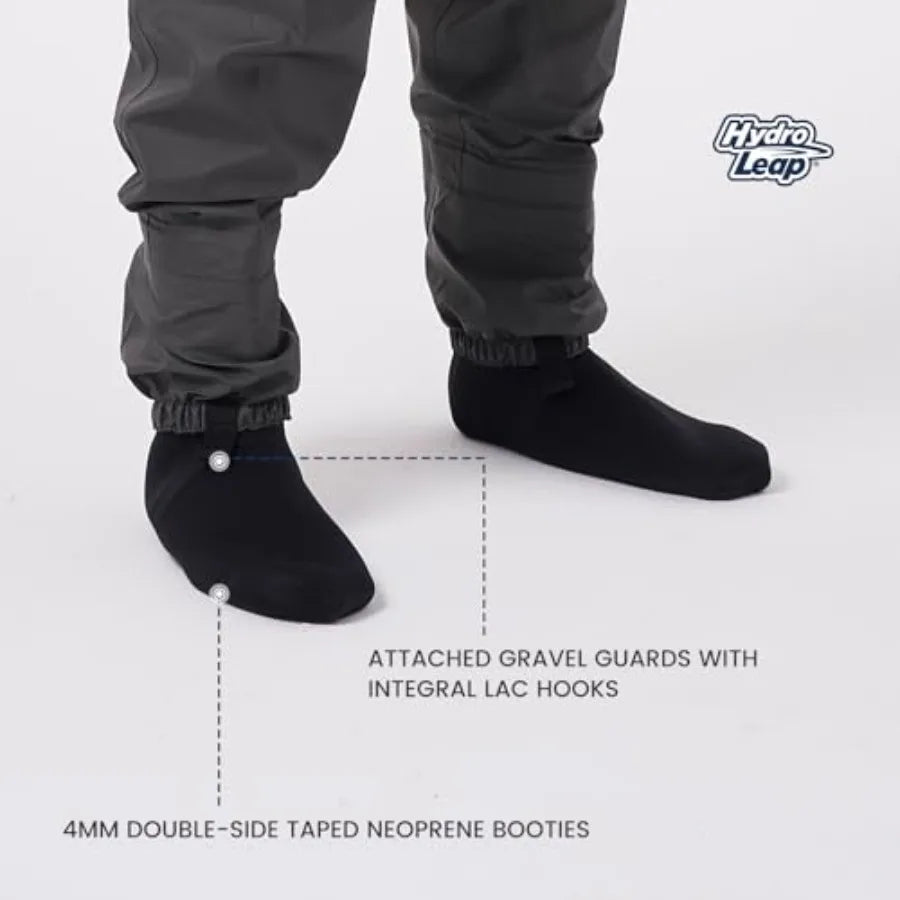 Fishing chest wader with stockingfoot, 3-ply nylon, breathable and waterproof, black, for men