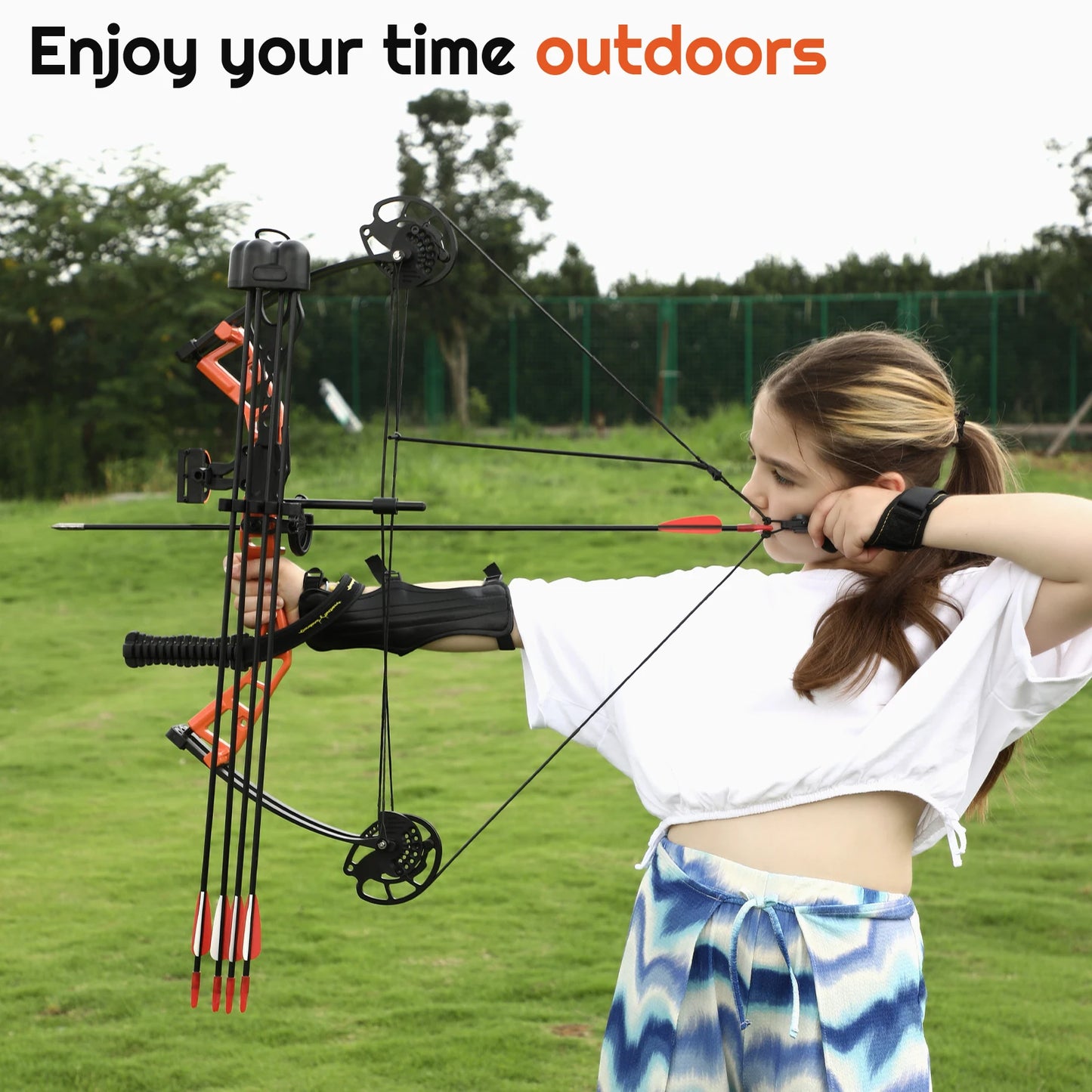 Junior Compound Bow Set for Youth, Kids, Beginners & Women, 10-40Lbs 16"-28" Adjustable Lightweight Hunting and Shooting Bow