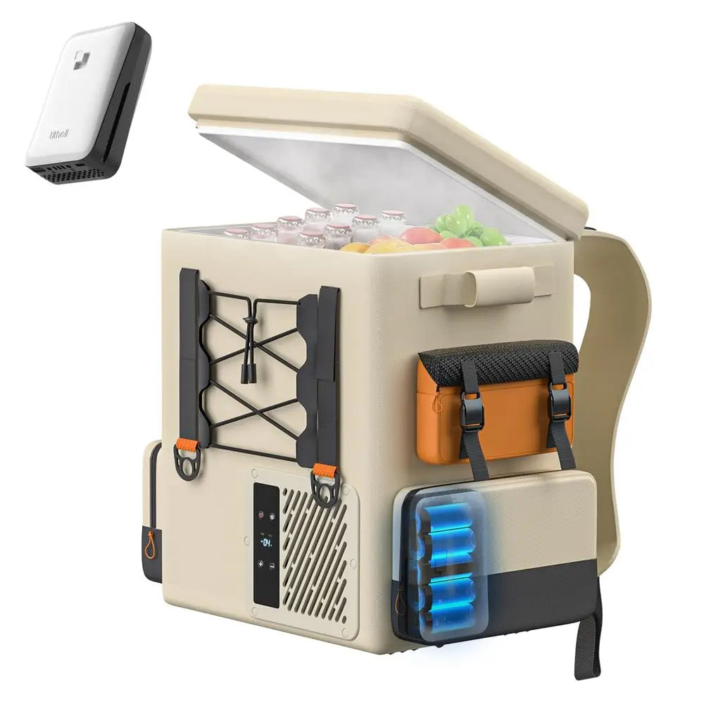 Electric Camping Cooler, Battery Powered Refrigerator, 21QT 20L Portable Fridge 468 Compressor Cooler for Camping, Road Trips,