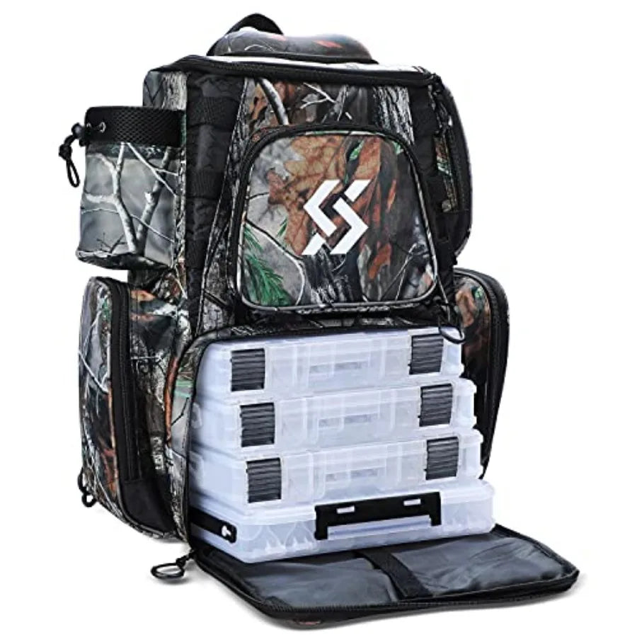 Fishing Tackle Backpack Waterproof Tackle Bag Storage with 4 Trays Tackle Box